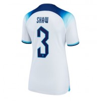 Camiseta Inglaterra Luke Shaw #3 Primera Equipación para mujer Mundial 2022 manga corta